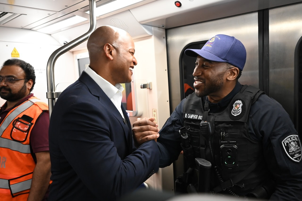 Governor Moore takes Baltimore’s new Metro Subway car from Rogers Avenue to Charles Center